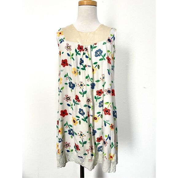 Girls 7/8 Floral Satin and Lace Sleeveless Dress - Picture 1 of 7